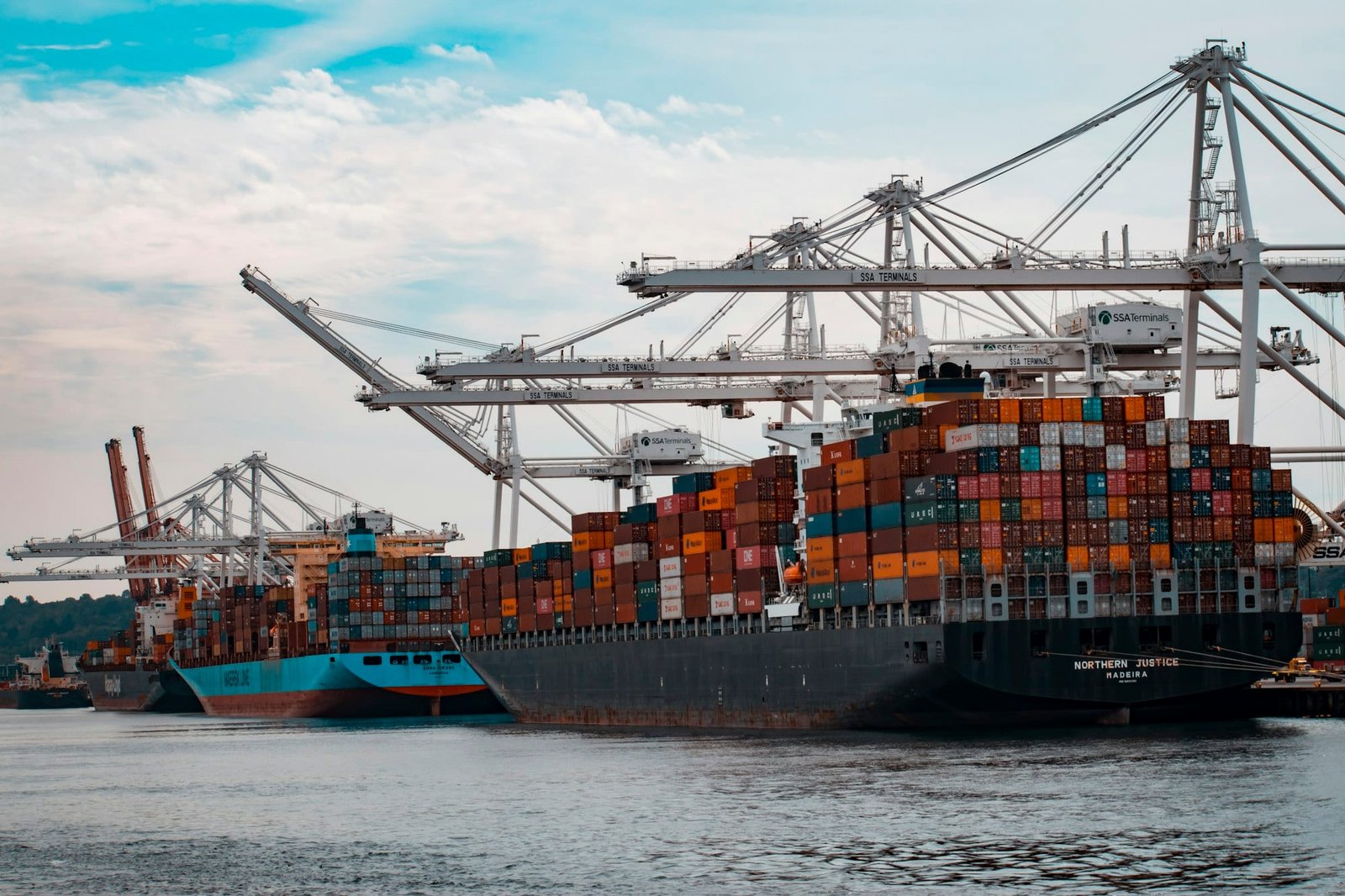 Cargo port with cranes